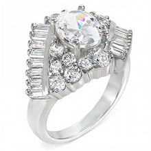 Load image into Gallery viewer, Sterling Silver Fancy Ring with OvalAnd RoundAnd and Baguette Cz