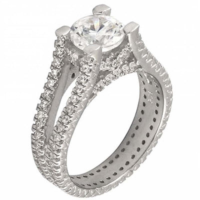 Sterling Silver Eternity Bridal Ring with 8MM CzAnd Ring Wwidth of 8MM