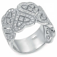 Load image into Gallery viewer, Sterling Silver Stylish Heart Shape Ring with Pave CzAnd Ring Width of 20MM