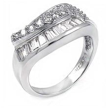 Load image into Gallery viewer, Sterling Silver Stylish Pave Baguett and Round Cz Ring with Ring Width of 10MM