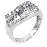 Sterling Silver Stylish Pave Baguett and Round Cz Ring with Ring Width of 10MM