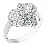 Sterling Silver Fancy Heart Ring with Pave Round CzAnd Ring Width of 15MM