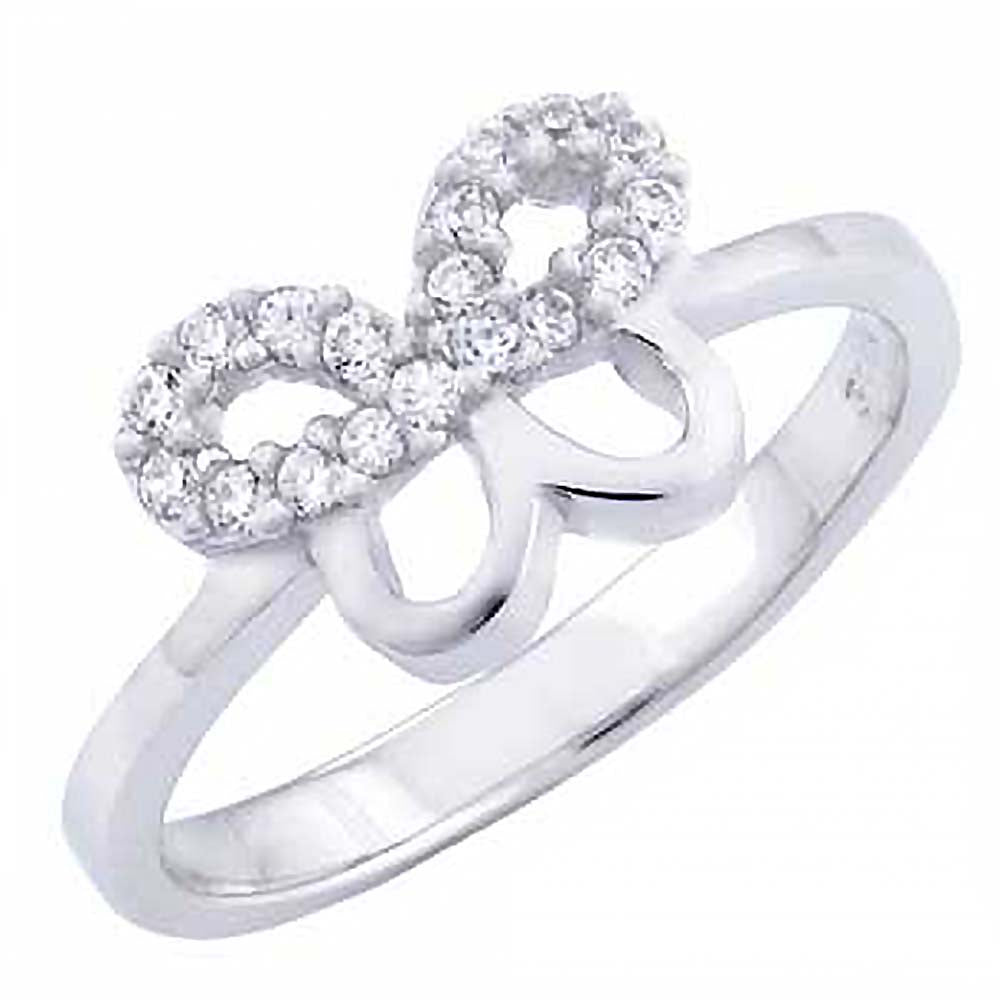 Sterling Silver ButterFly Ring with White Cz on the Upper Part of the WingsAnd Ring Dimensions of 12MMx9MM