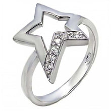 Load image into Gallery viewer, Sterling Silver Star Ring with Clear Cz on One SideAnd Ring Dimensions of 12MMx14MM