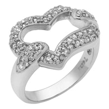 Load image into Gallery viewer, Sterling Silver Open Heart Shape Ring with Clear Round CzAnd Ring Width of 14MM