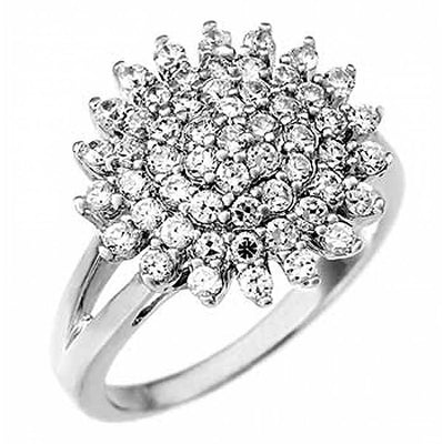 Sterling Silver Hand Set Split Band Ring with White CzAnd Ring Width of 17MM