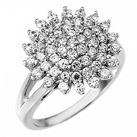 Sterling Silver Hand Set Split Band Ring with White CzAnd Ring Width of 17MM