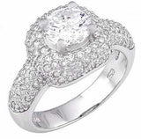 Sterling Silver Micro Pave CZ Ring with a 7MM Round Cz in the CenterAnd Rind Width of 12MM