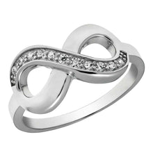 Load image into Gallery viewer, Sterling Silver Channel Set Cz Infinity Ring with Ring Width of 10MM