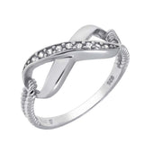 Sterling Silver Channel Set Cz Infinity Ring with Ring Dimensions of 10MMx6.5MM