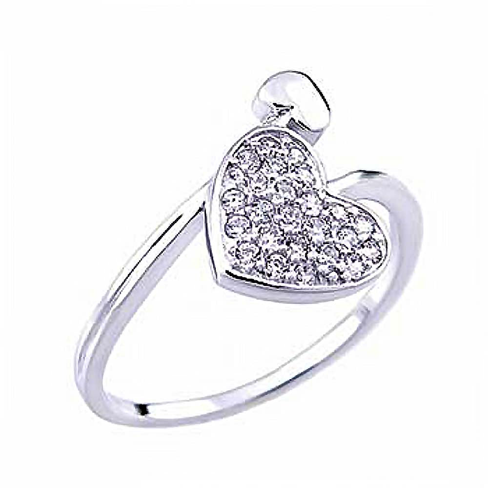 Sterling Silver Heart Ring with Round CzAnd Ring Width of 10MM