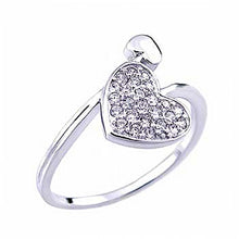 Load image into Gallery viewer, Sterling Silver Heart Ring with Round CzAnd Ring Width of 10MM