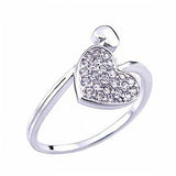 Sterling Silver Heart Ring with Round CzAnd Ring Width of 10MM