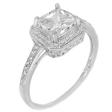 Load image into Gallery viewer, Sterling Silver Princess Cut Cz Engagement Ring with 6MM Cz in the CenterAnd Ring Width of 9MM
