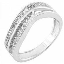 Load image into Gallery viewer, Sterling Silver Braided Ring With Clear CzAnd Ring Dimensions of 16MMx6MM