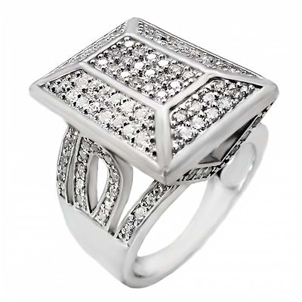 Sterling Silver Micro Pave Cz Fashion Ring with Ring Dimensions of 16MMx21MM