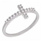 Sterling Silver Cross Line Ring with Clear CzAnd ring Width of 7MM