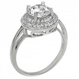 Sterling Silver Ring with 7MM Center Cz and Two Circle 1MM CzAnd Ring width of 11MM