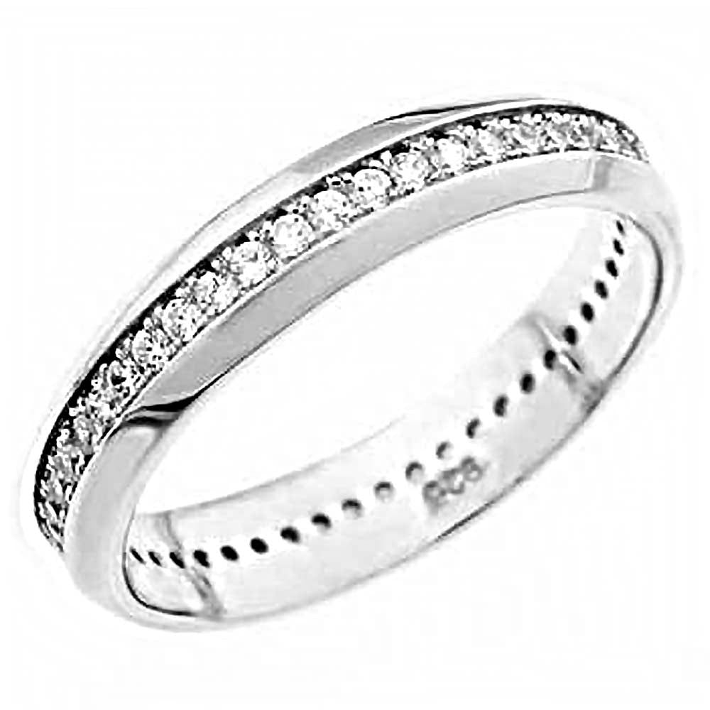Sterling Silver Dome Shape Eternity Ring with 1MM CzAnd Ring Width of 4MM