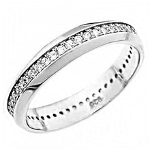 Load image into Gallery viewer, Sterling Silver Dome Shape Eternity Ring with 1MM CzAnd Ring Width of 4MM