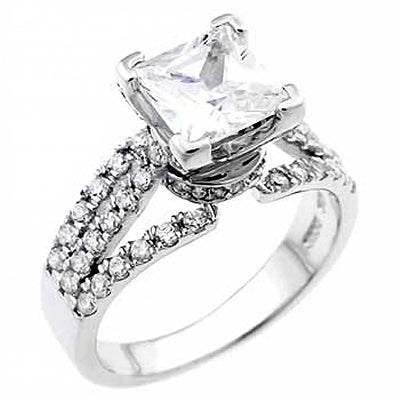 Sterling Silver Princess Ring with 7x7 Cz in the Center And Ring Width of 8.5MM