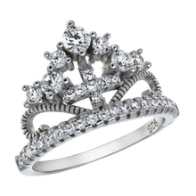 Load image into Gallery viewer, Sterling Silver Pave Round Cz Crown Ring with Ring Width of 11.5MM