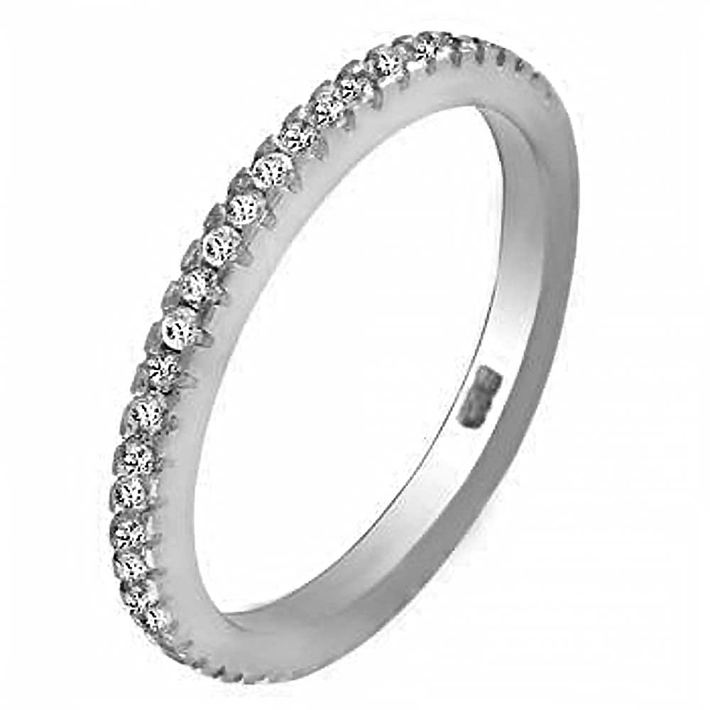 Sterling Silver Eternity Ring with Round White CzAnd Ring Width of 2MM