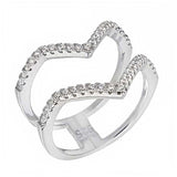 Sterling Silver Round Cz Bended Ring with Ring Width of 13MM