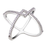 Sterling Silver Criss Cross CZ Ring