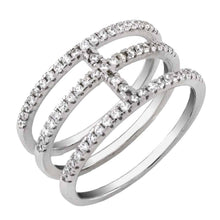 Load image into Gallery viewer, Sterling Silver Pave Set Round Cz Cross Ring with Ring Width of 7.5MM