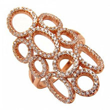Load image into Gallery viewer, Rose Gold Plated Sterling Silver Clear Cz Circles and Ovals Split Band Ring with Ring Width of 29.5MM