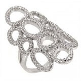 Sterling Silver Pave-Set Clear Cz Circles and Ovals Split Band Ring with Ring Width of 29.5MM