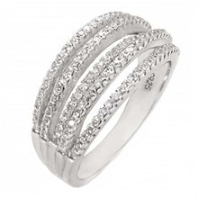 Load image into Gallery viewer, Sterling Silver Pave-Set Clear Cz 5 Split Band Ring with Ring Width of 9MM