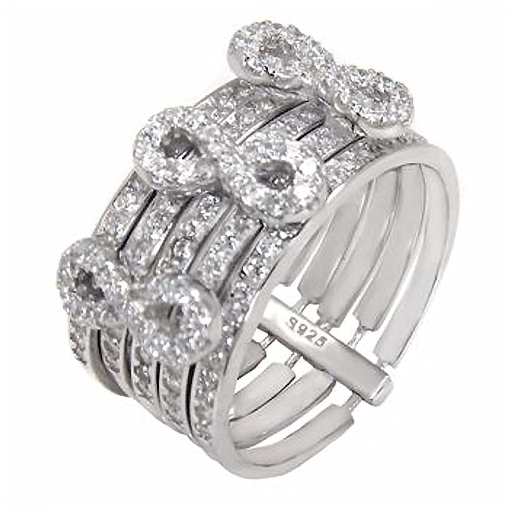 Sterling Silver Pave-Set Clear Cz Infinity Sign Ring with Ring Width of 10.5MM