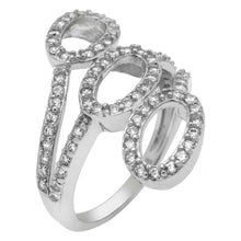 Load image into Gallery viewer, Sterling Silver Clear CZ Three Oval Split Band Ring with Ring Width of 21MM