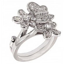 Load image into Gallery viewer, Sterling Silver With Flower &amp; Butterfly Design Two Fingers RingAnd Width 18MM