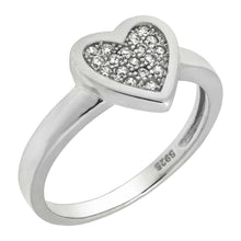 Load image into Gallery viewer, Sterling Silver Heart Shaped Cubic Zirconia CZ RingAnd Width of 9MM