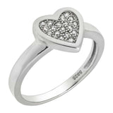 Sterling Silver Heart Shaped Cubic Zirconia CZ RingAnd Width of 9MM