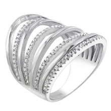 Load image into Gallery viewer, Sterling Silver 8 Line Cubic Zirconia Ring