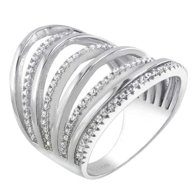 Sterling Silver 8 Line Cubic Zirconia Ring