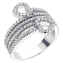 Load image into Gallery viewer, Sterling Silver Micro Pave Double Heart CZ RingAnd Width 16.7 mm