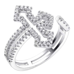 Sterling Silver Micro Pave Cubic Zirconia Cross Ring