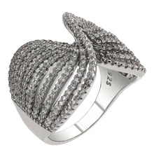 Load image into Gallery viewer, Streling Silver Twisted CZ Lines RingAnd Weight 7.45 gramsAnd Width 17.4 mm