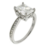 Sterling Silver 6X8mm Emerald-Cut Cubic Zirconia Solitaire Engagement Ring