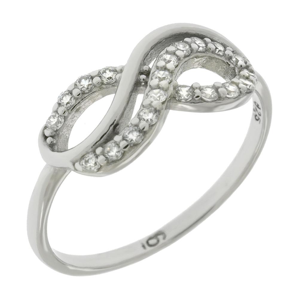 Sterling Silver Pave Cubic Zirconia Infinity Ring