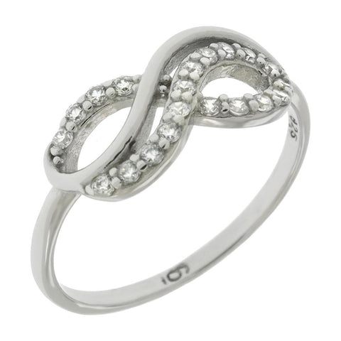 Sterling Silver Pave Cubic Zirconia Infinity Ring