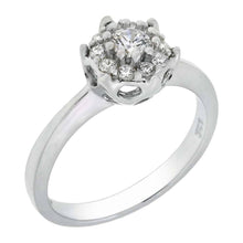 Load image into Gallery viewer, Sterling Silver Round with Side Petals Cubic CZ RingAnd Width of 9MM