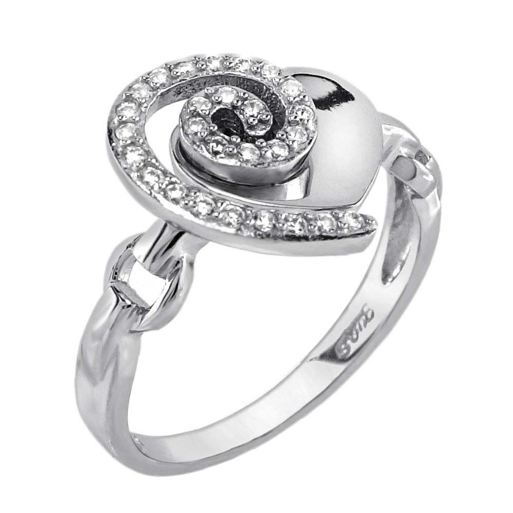 Sterling Silver Heart Shape CZ RingAnd Width 12.2 mm