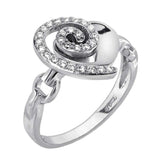 Sterling Silver Heart Shape CZ RingAnd Width 12.2 mm