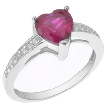 Load image into Gallery viewer, Sterling Silver Ruby Red Cubic Zirconia Heart Ring
